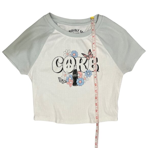 Aero x Coca-Cola Crop Top Graphic Tee Size M Y2K Butterfly Floral Vintage 90s - Picture 6 of 9